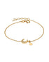 925 Sterling Silver 18kt Gold Plated CZ Moon and Star Charm Bracelet