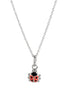 925 Sterling Silver Rhodium Plated Enamel Lady Bird Pendant and Chain