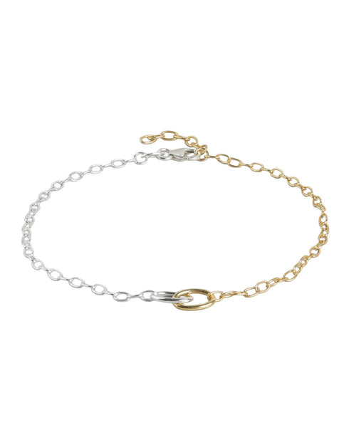 925 Sterling Silver 18kt Gold Plated Rhodium Embalished Anklet