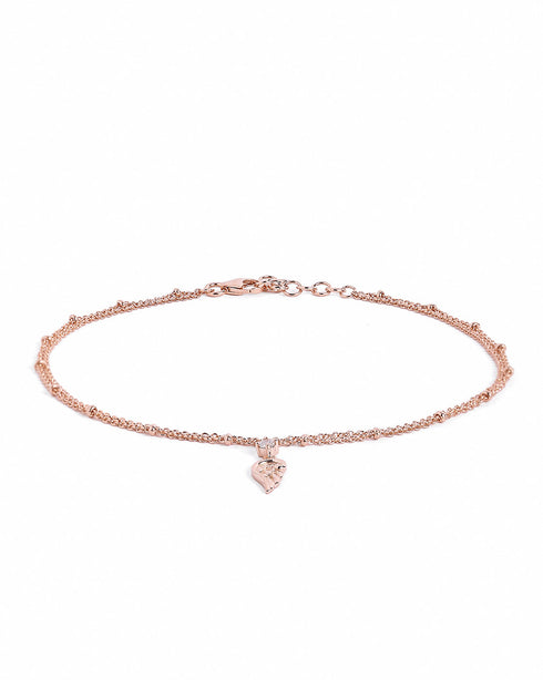 18kt Rose Gold Plated CZ Angel Wing Charm Layered Anklet