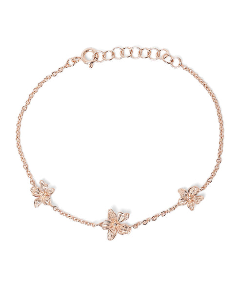 18kt Rose Gold Plated Floral Charm Bracelet