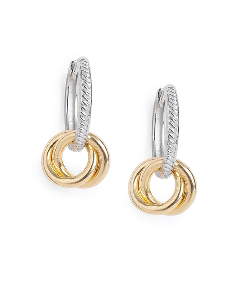 18kt Gold & Rhodium Dual Plated Intertwined Knot Hoop Earring
