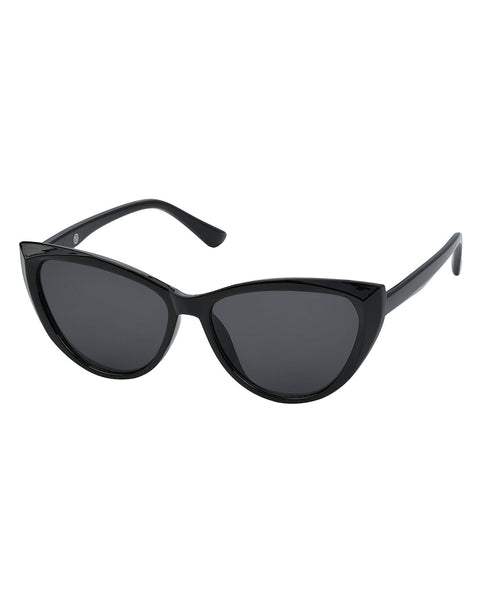 Women Black Toned UV Protected Black Lens Cateye Sunglasses