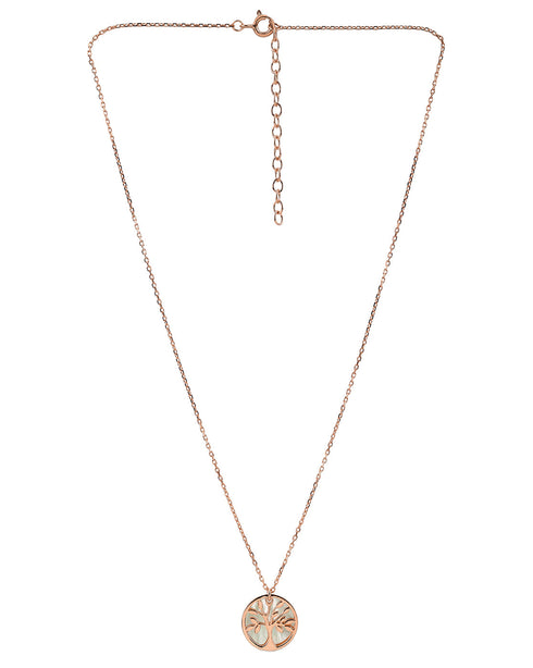 18kt Rose Gold Plated MOP Tree of Life Pendant and Chain