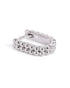 Rhodium Plated Oval Beaded Mini Hoop Earring