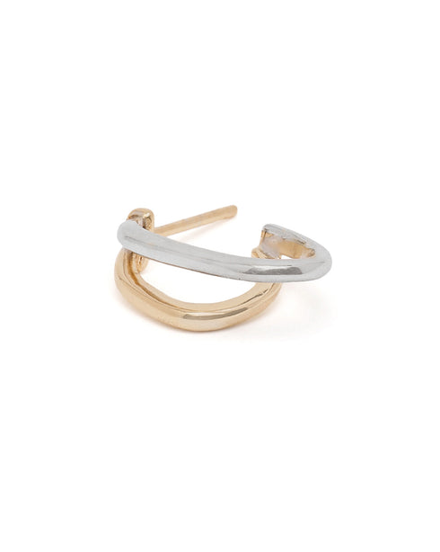 Two Toned Plated Sculpted Half Hoop Earring