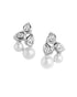 925 Sterling Silver Rhodium Plated CZ and Pearl Contemporary Mini Stud Earring