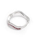 925 Sterling Silver Rhodium Plated Pink CZ Contemporary Wave Earring