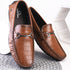 Men's Textured Driving Loafers with Buckle Detail