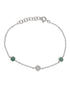Rhodium Plated Green CZ Van Cleef Charm Adjustable Bracelet