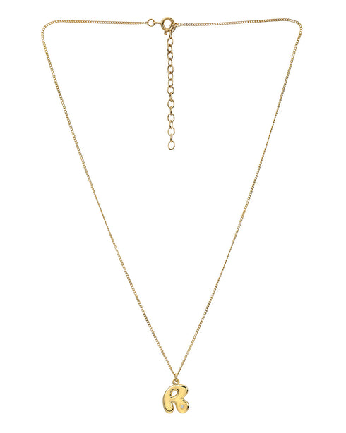 18Kt Gold Plated CZ 3D Balloon Letter A Pendant and Chain