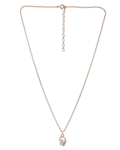 18kt Rose Gold Plated Contemporary Solitaire Pendant with Chain