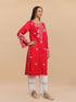 Saba Chikankari Long Kurta in Barfi Silk - Red