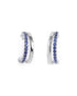 Rhodium Plated Sapphire Studded Half Hoop Earring