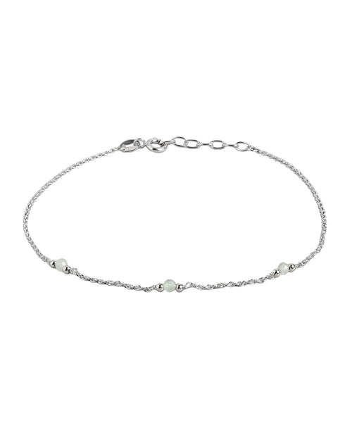 925 Sterling Silver Rhodium-Plated Emerald Studded Anklet