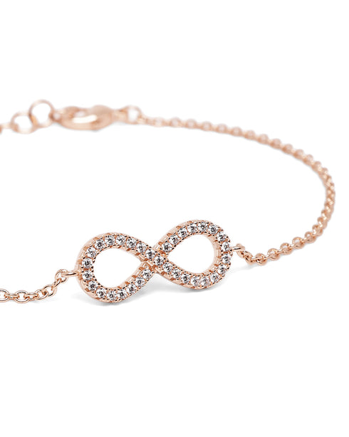 18kt Rose Gold Plated CZ Infinity Charm Bracelet