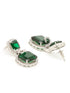 Silver Toned Royal Green AD Studded Statement Earrings for Women & Girls