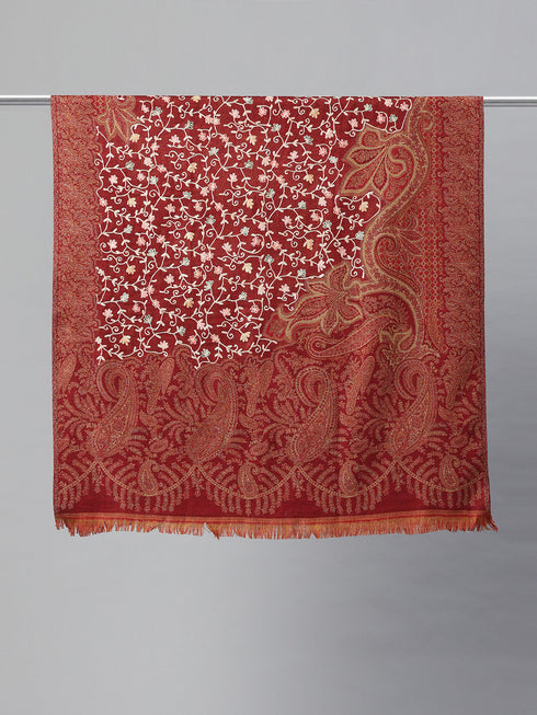 Women's Aari Embroidery Pure Wool Shawl