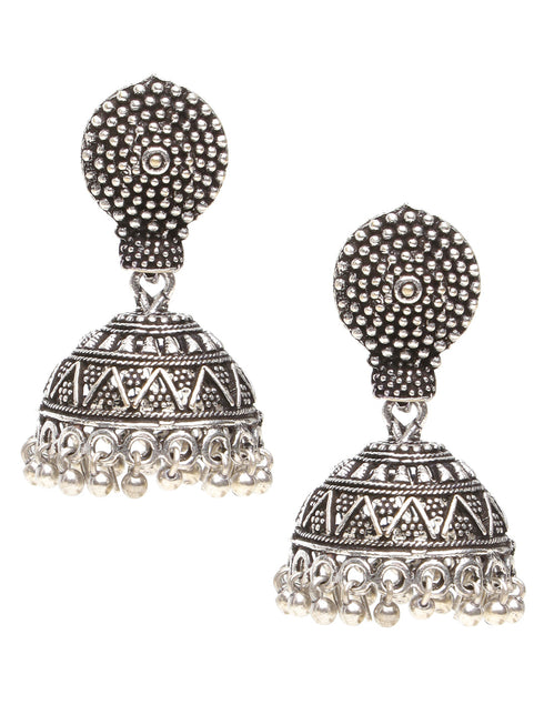 Silver Oxidised Handcrafted Ghugroo Beaded Tribal Hasli Jewellery Set