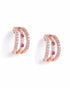 18kt Rose Gold Plated Ruby Studded Triple Band Layered Half Hoop Earring
