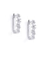 Rhodium Plated Studded Square Hoop Earring with Baguette CZ