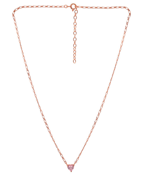 18kt Gold Plated Dangling Solitaire Heart Necklace