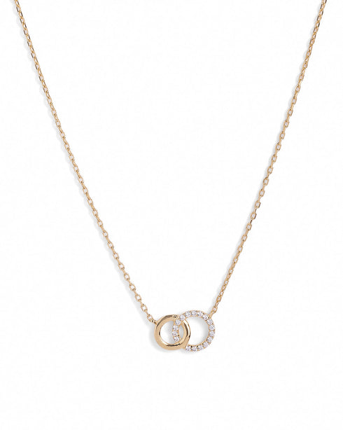 18kt Gold Plated CZ Interlocking Circle Necklace