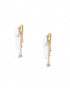 18kt Gold Plated Dangling Chain Studded Huggie Hoop Earring