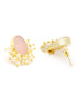 Gold Plated Pink stone & Pearl Beaded Statement Earrings