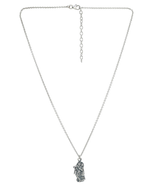 Rhodium Plated Radha and Krishna Oxidised Pendant and Chain for Unisex