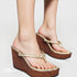 Women's Metallic Thong Wedge Sandals