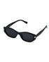 Women Black & Silver Toned UV Protected Black Lens Oval Sunglasses