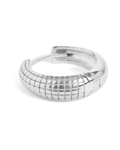 Rhodium Plated Textured Hoop