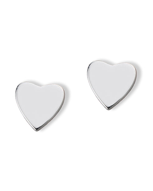 925 Steling Silver Rhodium Plated Heart Petite Stud Earring
