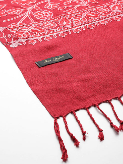 Women's Aari Embroidered Wool Stole