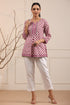 Women Lavender & Pink Printed Sequinned A-line Kurti
