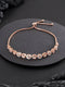 Rose Gold Toned Zircon Embellished Circular Link Adjustable Pull Chain Slider Bracelet