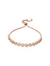 Rose Gold Toned Zircon Embellished Circular Link Adjustable Pull Chain Slider Bracelet