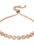 Rose Gold Toned Zircon Embellished Circular Link Adjustable Pull Chain Slider Bracelet