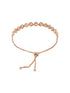 Rose Gold Toned Zircon Embellished Circular Link Adjustable Pull Chain Slider Bracelet
