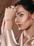 Rose Gold Toned Zircon Embellished Circular Link Adjustable Pull Chain Slider Bracelet