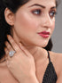 Silver Plated White AD Studded Cluster Finger Ring