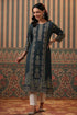 Women Teal Digital Printed Embroidery Straight Kurta