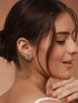 925 Sterling Silver Rhodium Plated CZ Studded Geometric Studds Earrings