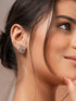 925 Sterling Silver Rhodium Plated CZ Studded Geometric Studds Earrings