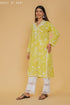 Mul Cotton Chikankari Long Kurta in Green