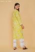 Mul Cotton Chikankari Long Kurta in Green