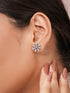 925 Sterling Silver Rhodium Plated CZ Studded Floral Studds Earrings