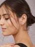 925 Sterling Silver Rhodium Plated CZ Studded Minimal Flower Studds Earrings