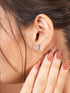 925 Sterling Silver Rhodium Plated CZ Studded Minimal Flower Studds Earrings